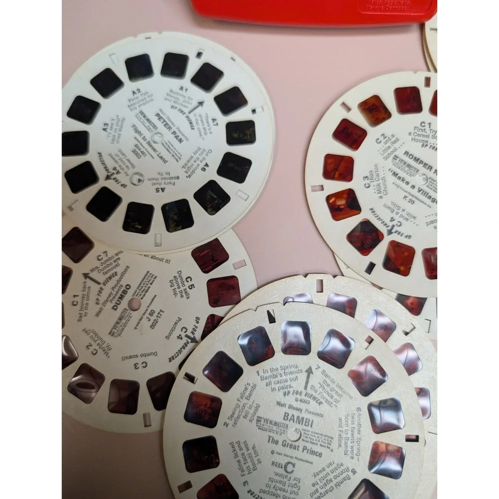 Vtg View-Master 3D Viewer 21 Movie Reels Disney Romper Room Cabbage Patch Bambi